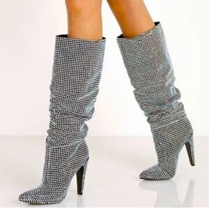 Elegant Black and White Women's Knee-High Boots